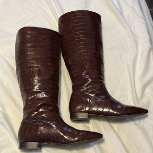 Just Fab Tall Brown Snake Skin Boots